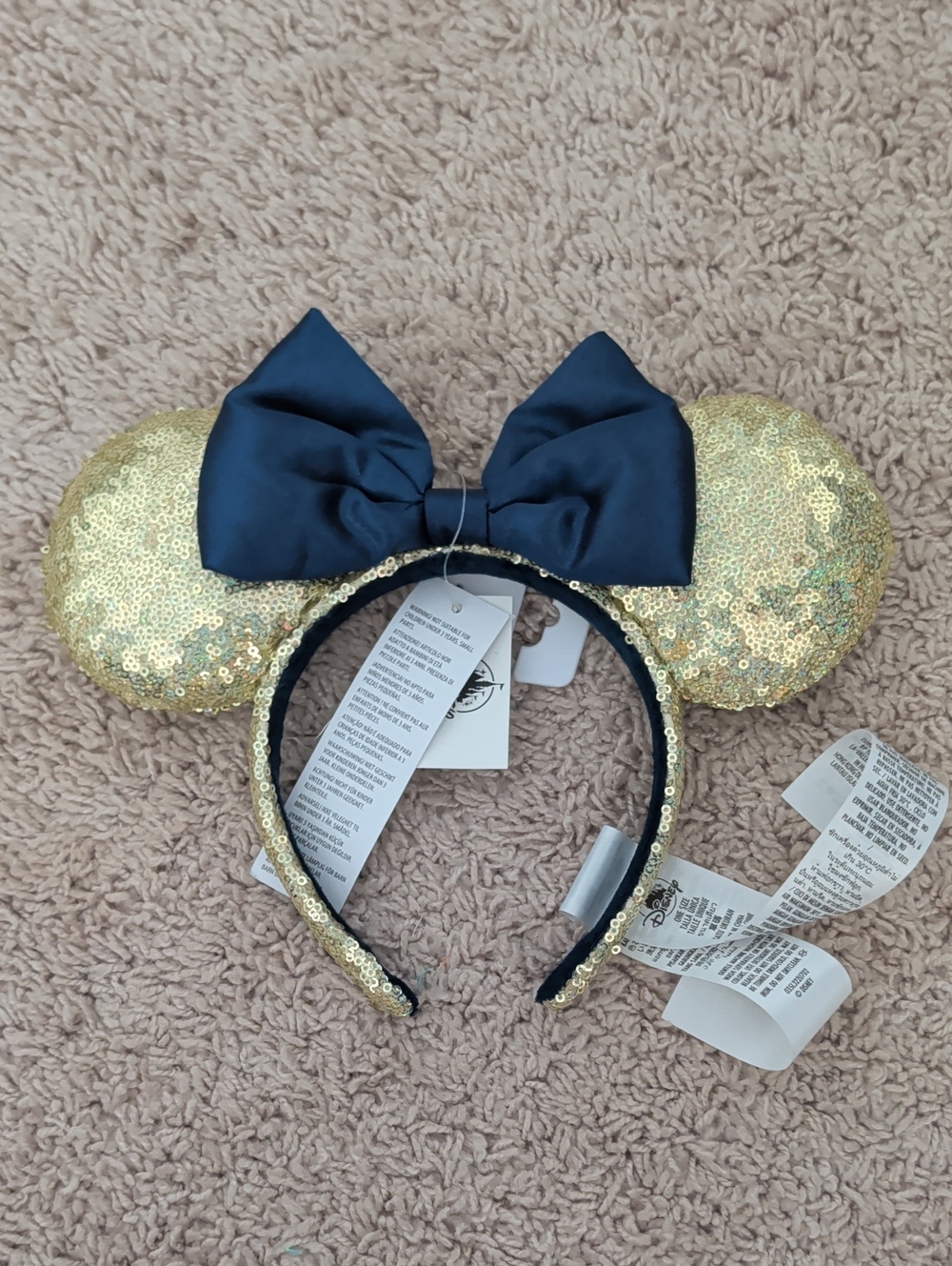 🏰 Disney Parks 🏰 Navy & Gold Sequin Ears Headband NWT